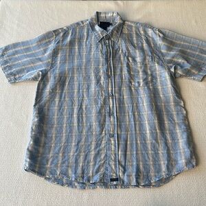 Tommy Bahama Button Up Shirt Mens Size Medium Short Sleeve Lightweight Blue